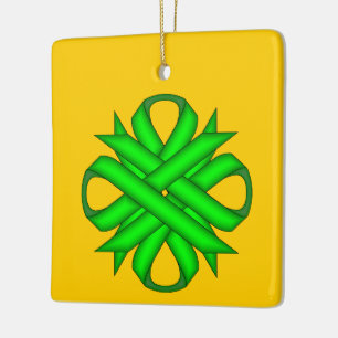 Lime Green Clover Ribbon by Kenneth Yoncich Ceramic Tree Decoration