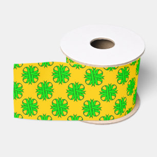 Lime Green Clover Ribbon by Kenneth Yoncich Grosgrain Ribbon
