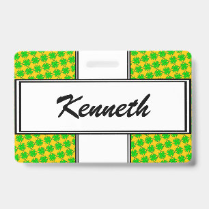 Lime Green Clover Ribbon by Kenneth Yoncich ID Badge
