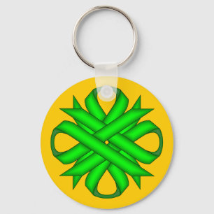 Lime Green Clover Ribbon by Kenneth Yoncich Key Ring