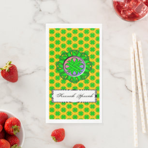 Lime Green Clover Ribbon by Kenneth Yoncich Napkin