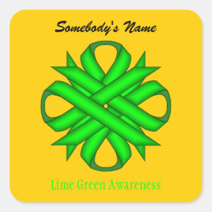 Lime Green Clover Ribbon by Kenneth Yoncich Square Sticker