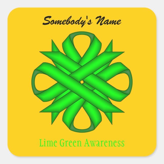 Lime Green Clover Ribbon by Kenneth Yoncich Square Sticker (Front)