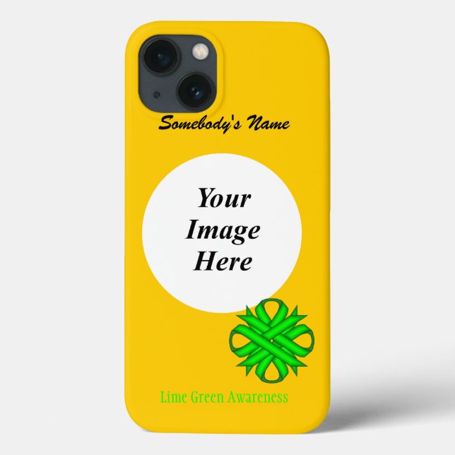 Lime Green Clover Ribbon Tmpl by Kenneth Yoncich Case-Mate iPhone Case (Back)