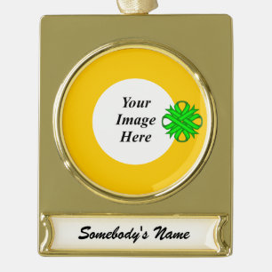 Lime Green Clover Ribbon Tmpl by Kenneth Yoncich Gold Plated Banner Ornament