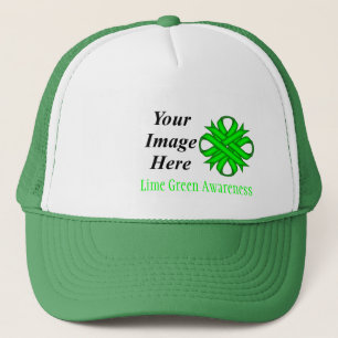 Lime Green Clover Ribbon Tmpl by Kenneth Yoncich Trucker Hat