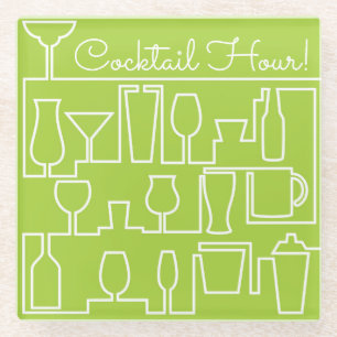 Lime green cocktail party glass coaster