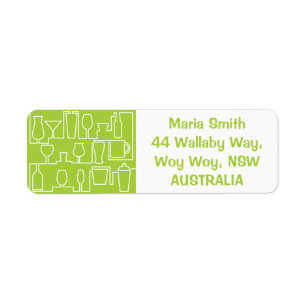Lime green cocktail party return address label