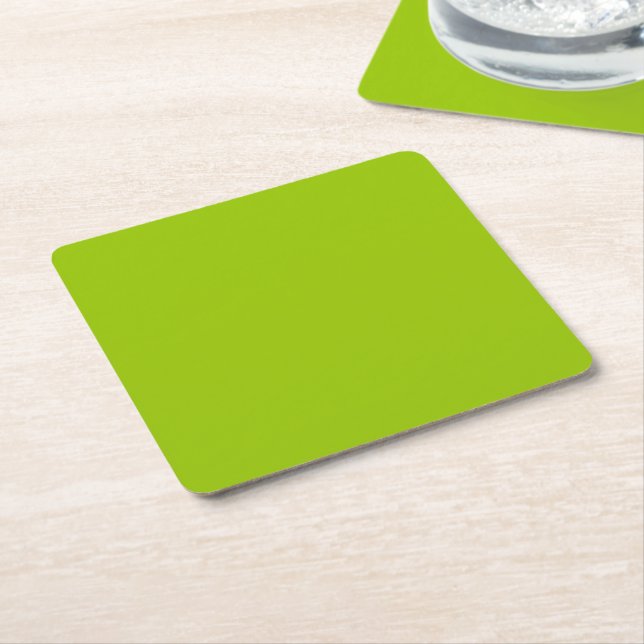 Lime Green Colour Customise This! Square Paper Coaster (Angled)