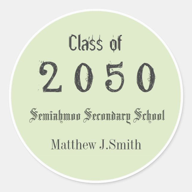 lime green cool, fun graduate stickers (Front)