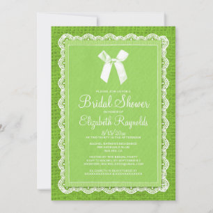 Lime Green Country Burlap Bridal Shower Invitation
