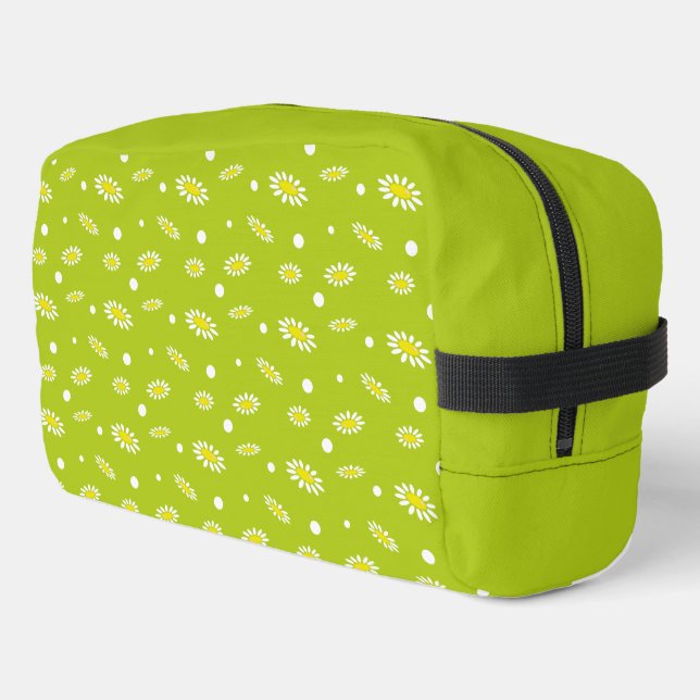 Lime Green Daisy Polka Dot Retro Spring Pattern Dopp Kit (Left Corner)