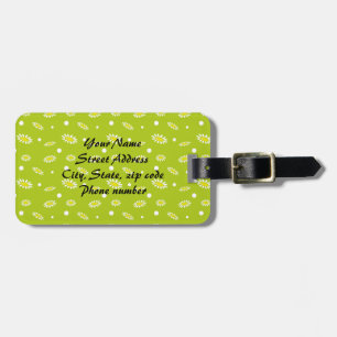 Lime Green Daisy Polka Dot Retro Spring Pattern Luggage Tag