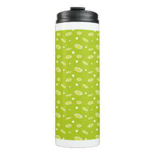 Lime Green Daisy Polka Dot Retro Spring Pattern Thermal Tumbler