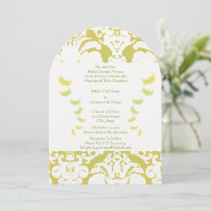 Lime Green Damask Wedding Invitation
