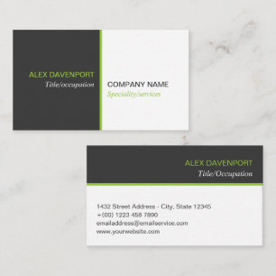 Lime Green Dark Grey Modern Clean Line Business Card