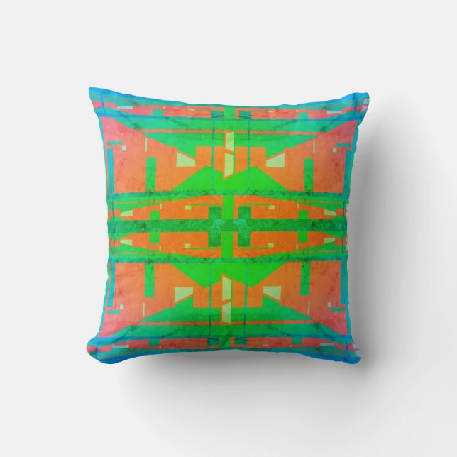 Lime Green Dark Pink Blue Symmetrical Tier Design  Cushion (Front)