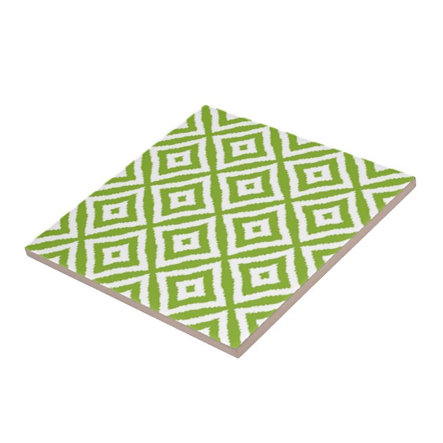 Lime Green Diamond Shaped Squares Mosaic Pattern Ceramic Tile (Side)