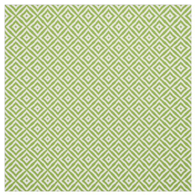 Lime Green Diamond Squares Ikat Mosaic Pattern Fabric (Swatch)
