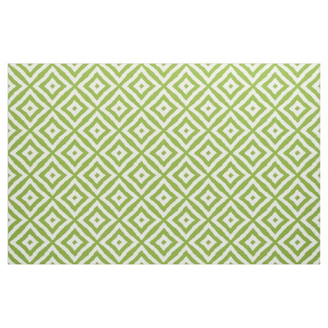 Lime Green Diamond Squares Ikat Mosaic Pattern Fabric (Fat Quarter)