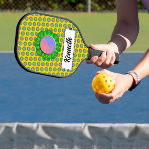 Lime Green Disc Ribbon by Kenneth Yoncich Pickleball Paddle