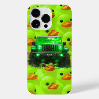 Lime Green Ducks with a Green 4x4 Truck iPhone 14 Pro Max Case