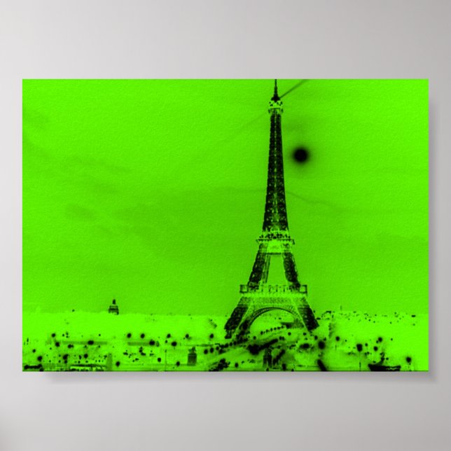 Lime Green Eiffel Tower Poster (Front)
