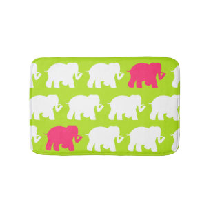 Lime green elephants custom bathmat