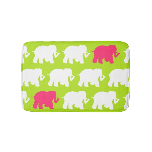 Lime green elephants custom bathmat (Front)