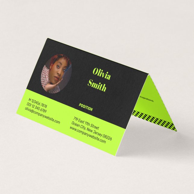 Lime-Green Entrepreneur Small Business Folded Card (Front)