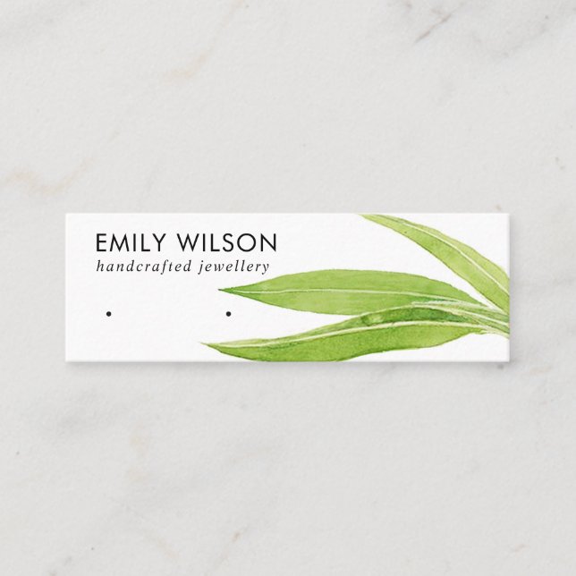 LIME GREEN EUCALYPTUS FAUNA EARRING STUD DISPLAY  MINI BUSINESS CARD (Front)