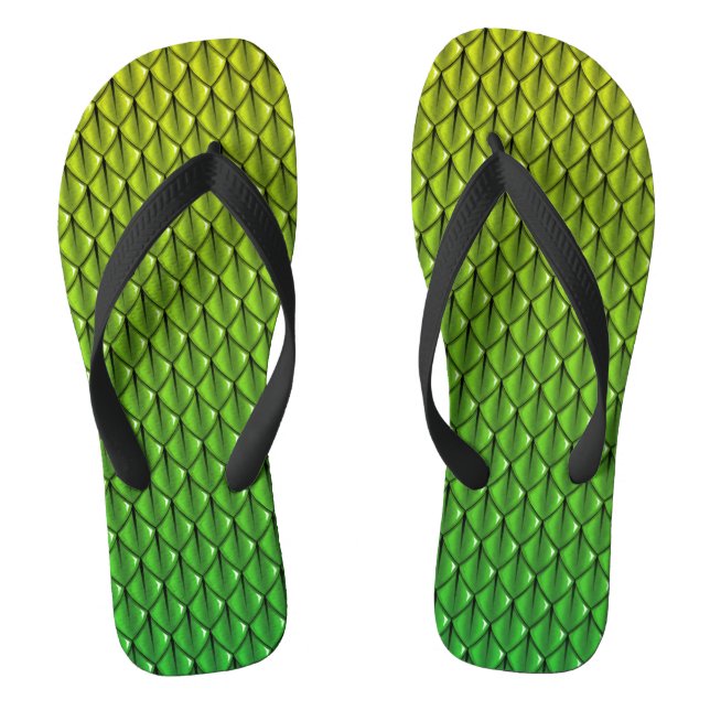 Lime Green (Fade) Dragon Scale Fantasy Thongs (Footbed)