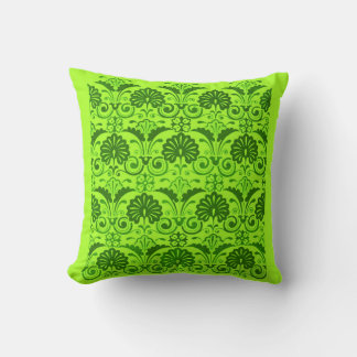lime green fans and fronds print cushion