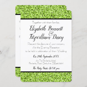 Lime Green Faux Glitter Evening Invitation