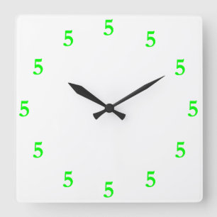 Lime Green Five o'Clock Somewhere on White Square Wall Clock