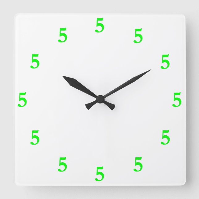 Lime Green Five o'Clock Somewhere on White Square Wall Clock (Front)