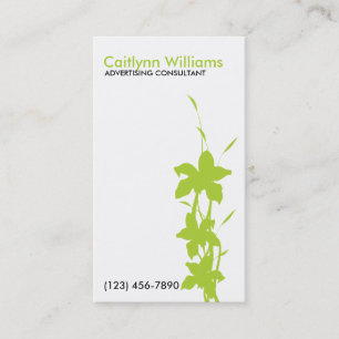 Lime Green Floral Business Card