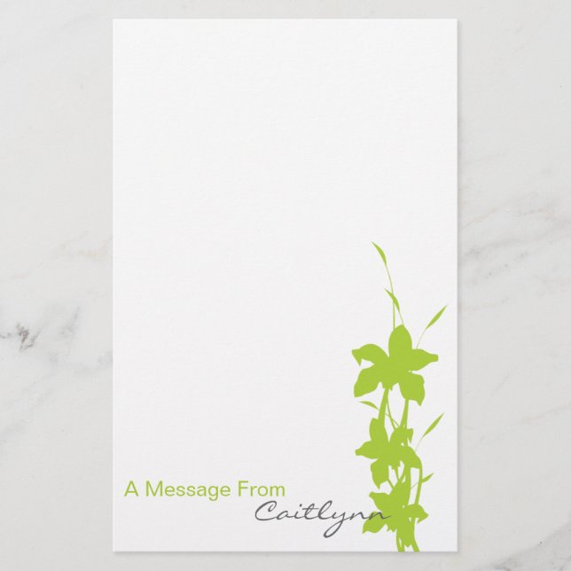 Lime Green Floral Note Paper (Front)
