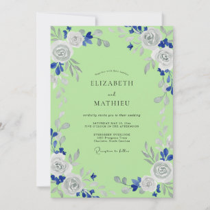 Lime Green Floral Romance Wedding Invitation