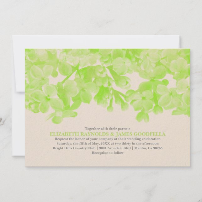 Lime Green Floral Wedding Invitations (Front)