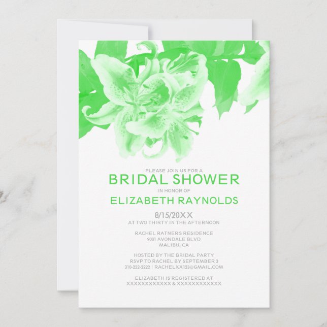 Lime Green Flower Bridal Shower Invitations (Front)
