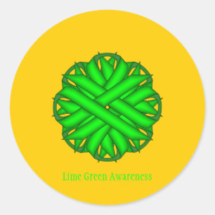 Lime Green Flower Ribbon by Kenneth Yoncich Classic Round Sticker