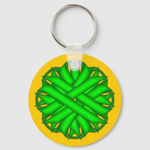 Lime Green Flower Ribbon by Kenneth Yoncich Key Ring