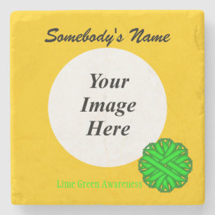 Lime Green Flower Ribbon by Kenneth Yoncich Stone Coaster