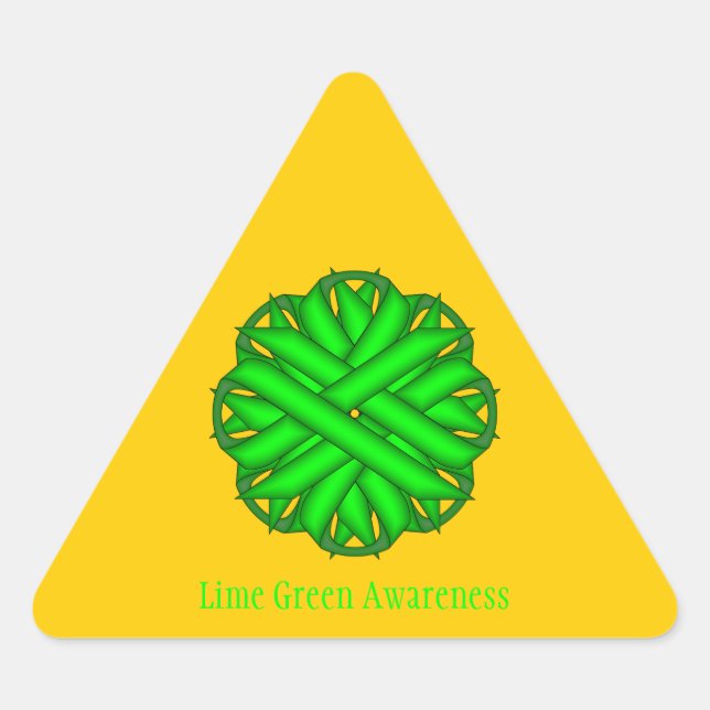 Lime Green Flower Ribbon by Kenneth Yoncich Triangle Sticker (Front)