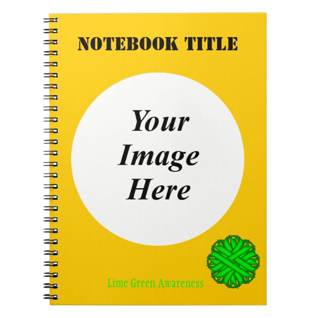 Lime Green Flower Ribbon Template by K Yoncich Notebook (Front)