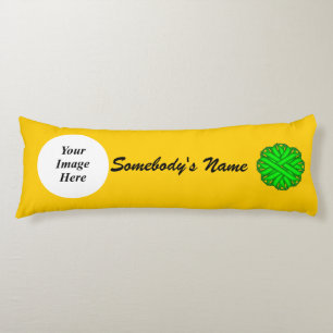 Lime Green Flower Ribbon Tmpl by Kenneth Yoncich Body Cushion