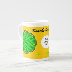Lime Green Flower Ribbon Tmpl by Kenneth Yoncich Bone China Mug