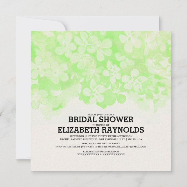 Lime Green Flowers Bridal Shower Invitations (Front)
