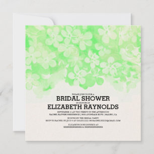 Lime Green Flowers Bridal Shower Invitations